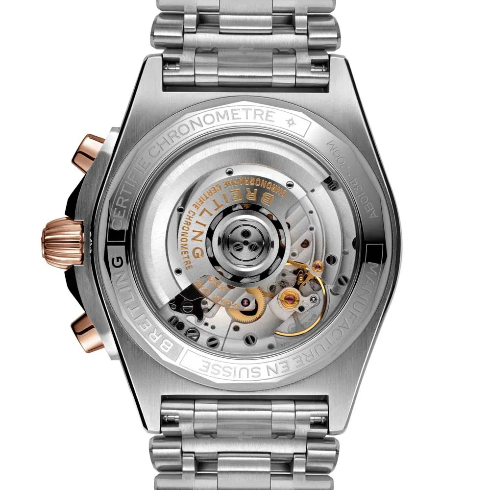 Breitling Chronomat B01 42mm Silver Dial Steel and 18ct Rose Gold Automatic Chronograph Gents Watch IB0134101G1A1