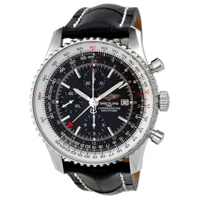 Breitling Navitimer World Black Dial Leather Automatic Men's Watch A2432212-B726BKCD A2432212-B726-761P-A20D.1
