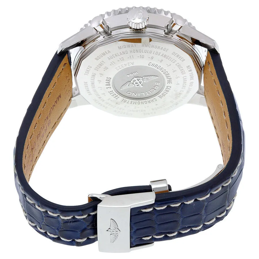 Breitling Navitimer World Chronograph Automatic Silver Dial Blue Leather Men's Watch A2432212-G571BLCD A2432212-G571-747P-A20D.1