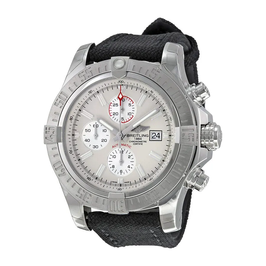 Breitling Super Avenger II Chronograph Stratus Silver Dial Black Fabric Men's Watch A1337111-G779BKFT A1337111-G779-104W-A20BA.1