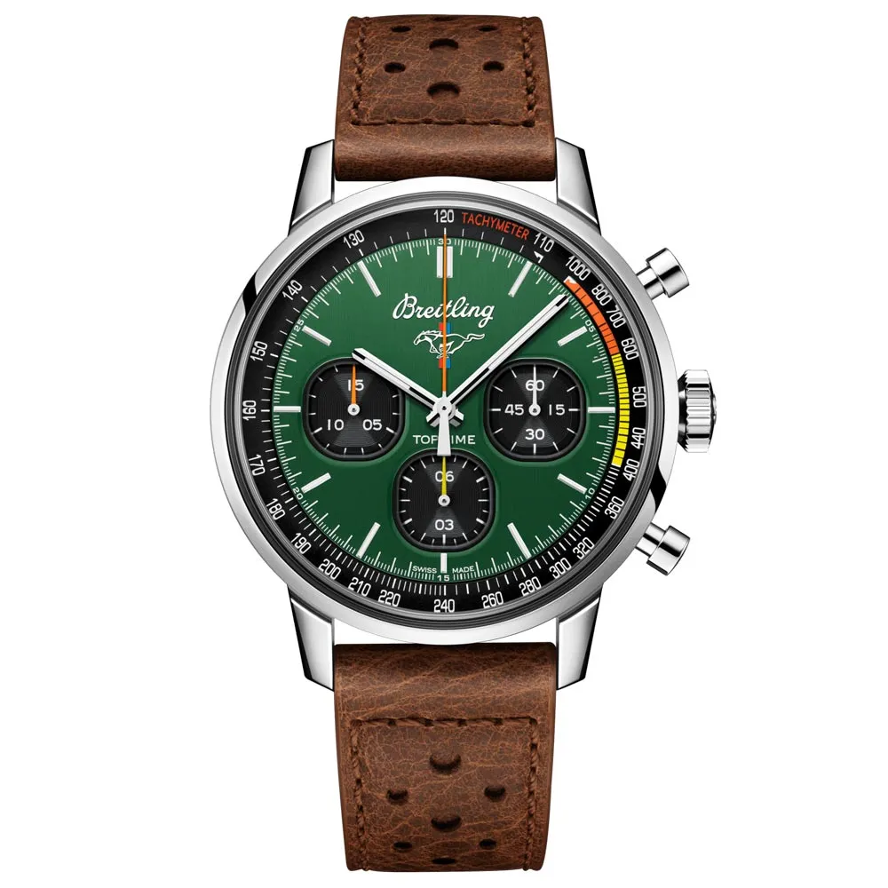Breitling Top Time Ford Mustang 42mm Green Dial Automatic Chronograph Gents Watch A253101A1L1X1