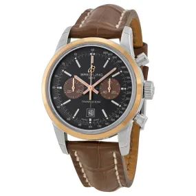 Breitling Transocean Chrono 38 Black Dial Brown leather Unisex Watch U4131012-Q600BRCT U4131012-Q600-724P-A18BA.1