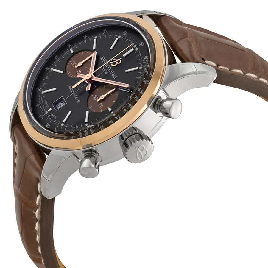 Breitling Transocean Chrono 38 Black Dial Brown leather Unisex Watch U4131012-Q600BRCT U4131012-Q600-724P-A18BA.1