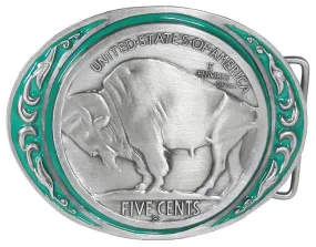 Buffalo Coin Enameled Belt Buckle