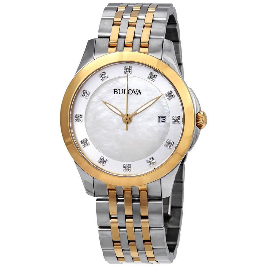 Bulova Classics Diamond White Mother of Pearl Dial Ladies Watch 98P161