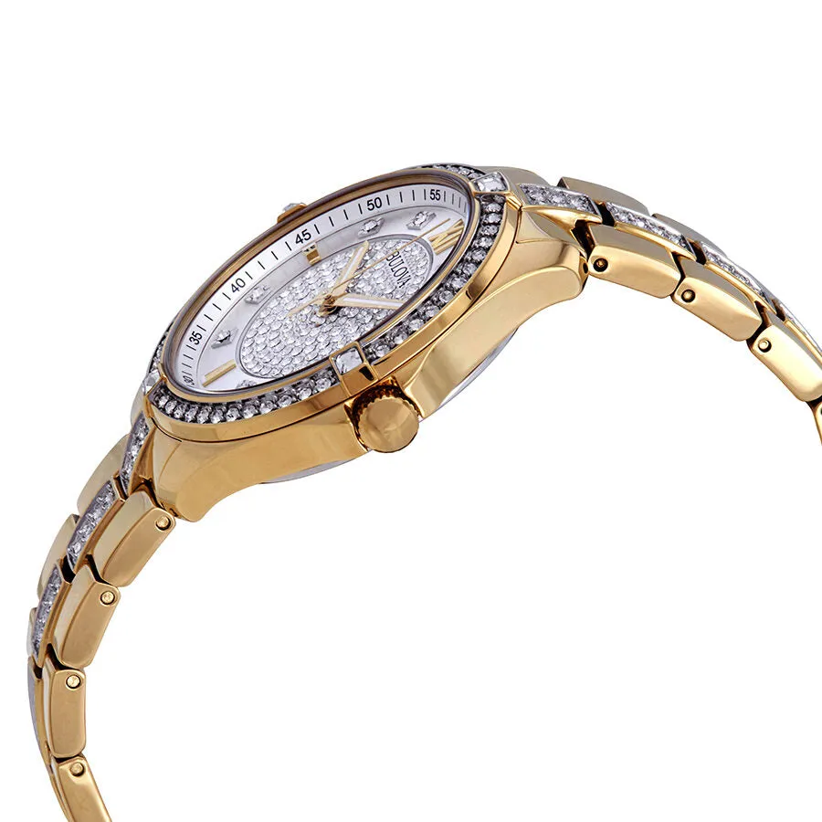 Bulova Crystal Diamond Silver/Crystal Dial Ladies Watch 98L228
