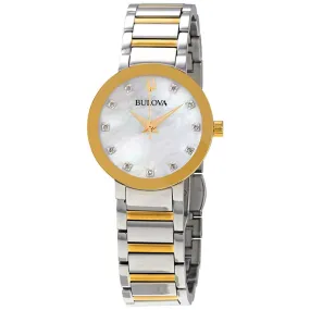 Bulova Mother of Pearl Crystal Dial Two-tone Ladies Watch 98P180
