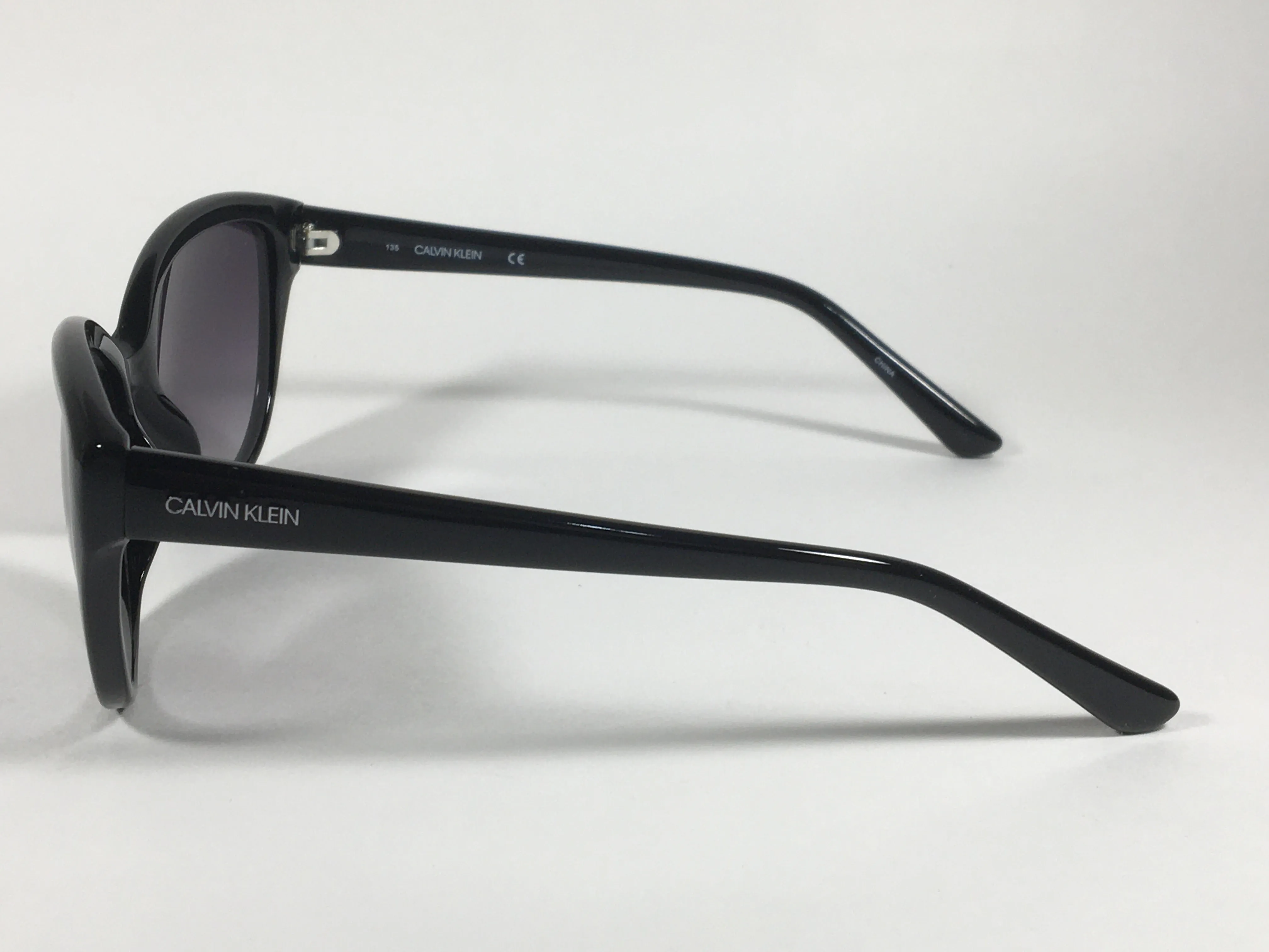 Calvin Klein Cat Eye Sunglasses CK19536S 001 Black Gloss Smoke Gradient Lens
