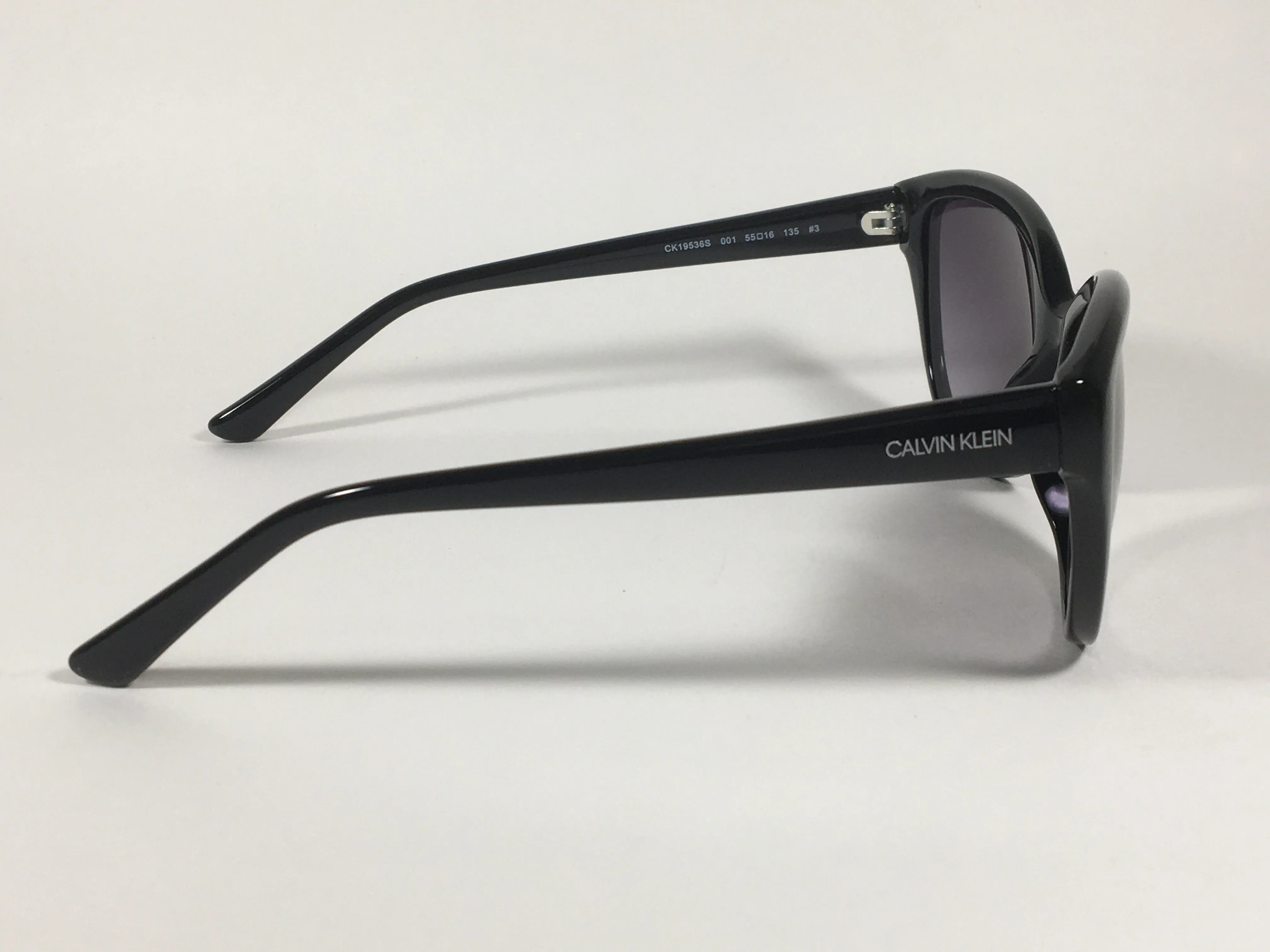 Calvin Klein Cat Eye Sunglasses CK19536S 001 Black Gloss Smoke Gradient Lens