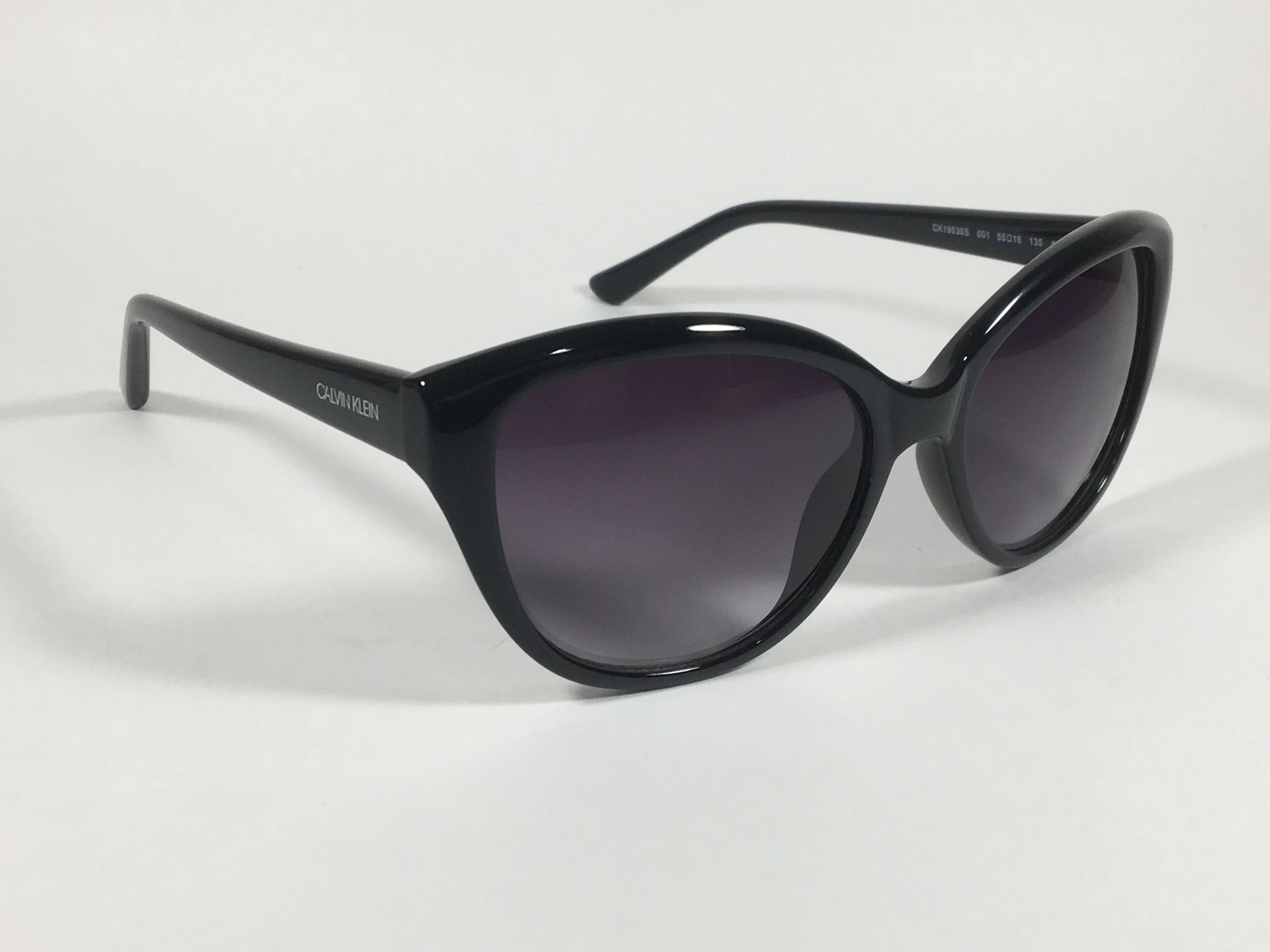 Calvin Klein Cat Eye Sunglasses CK19536S 001 Black Gloss Smoke Gradient Lens