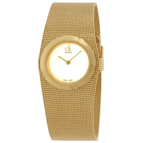 Calvin Klein Impulsive White Dial Gold-tone Mesh Ladies Watch K3T23526