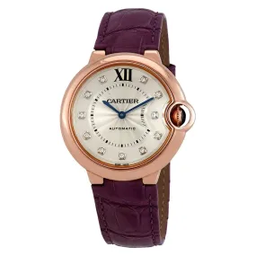 Cartier Ballon Bleu Silver Diamond Dial 18kt Pink Gold Ladies Watch WJBB0010