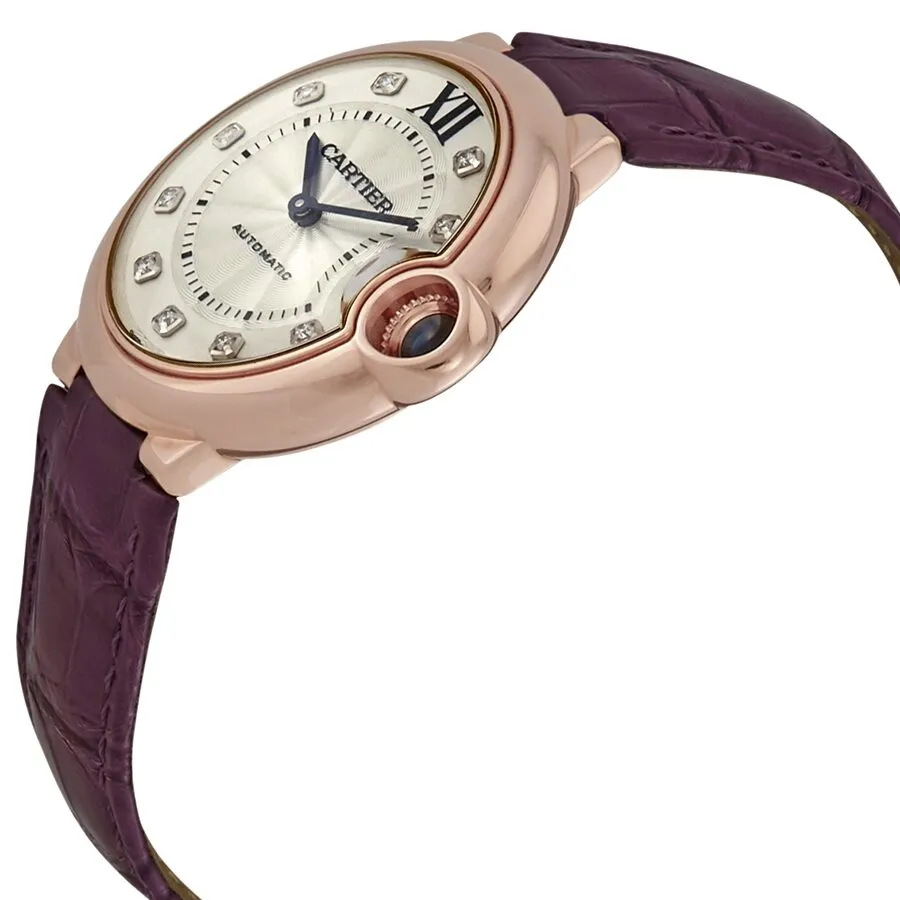 Cartier Ballon Bleu Silver Diamond Dial 18kt Pink Gold Ladies Watch WJBB0010