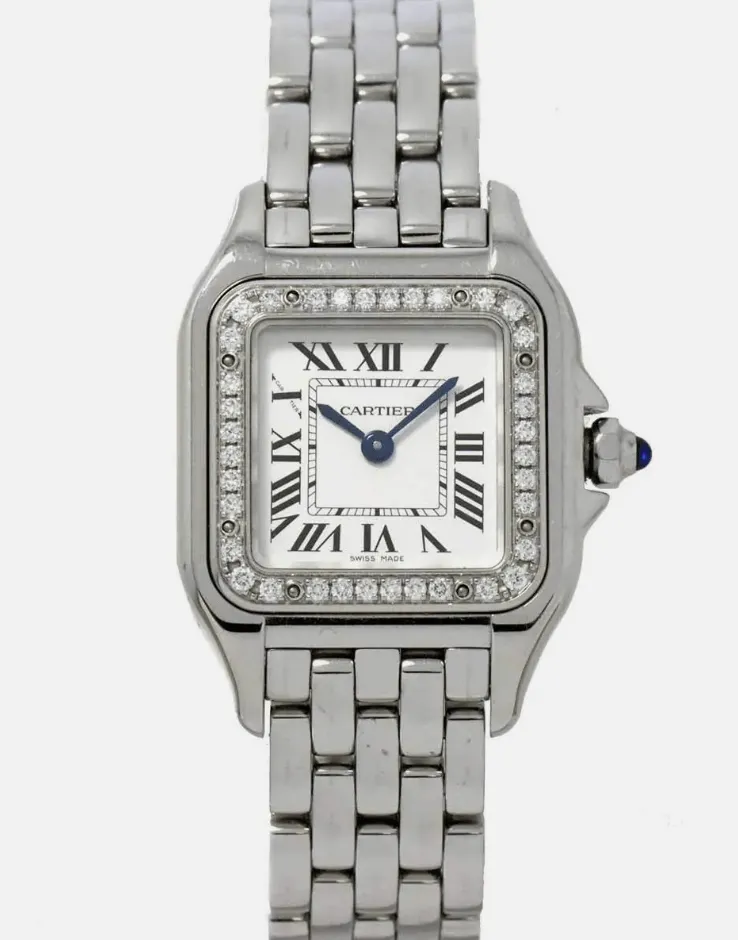 Cartier Panthere SM Diamond Bezel Quartz Silver Dial Ladies