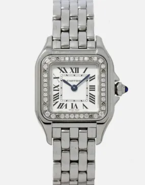 Cartier Panthere SM Diamond Bezel Quartz Silver Dial Ladies
