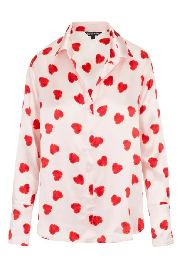 Catherine Gee Daria Silk Blouse in Raspberry Heart