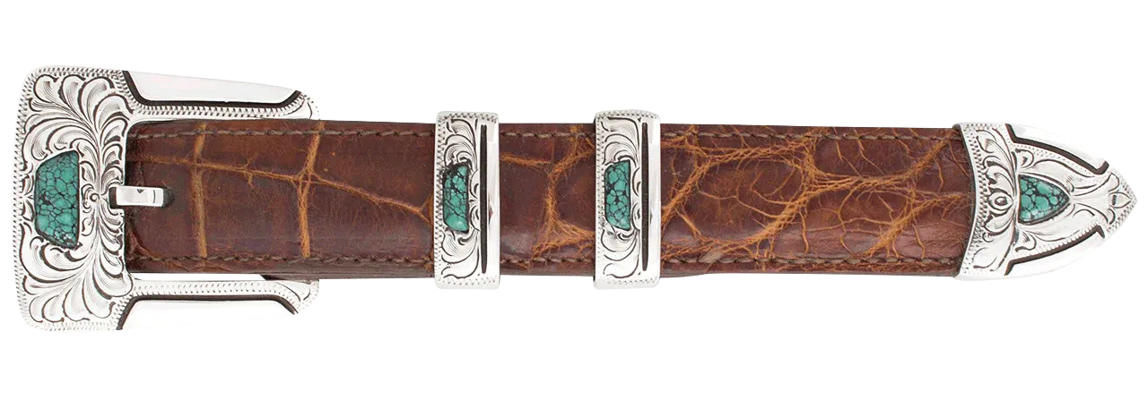 Chacon Gila Feathered Turquoise 1" Buckle Set