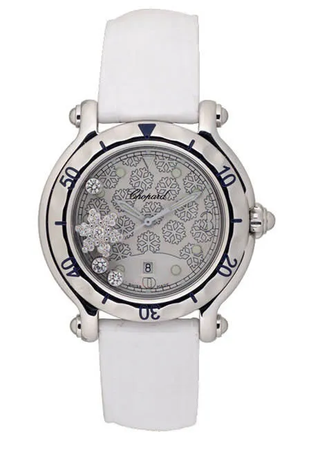 Chopard Happy Sport Diamond Snowflake Steel White Rubber Watch 27/8949