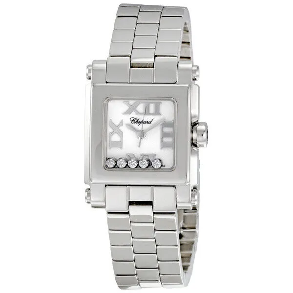 Chopard Happy Sport Square Steel Diamond Ladies Watch 278516-3002