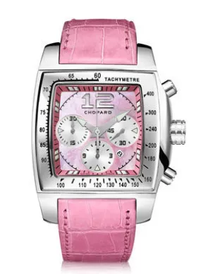 Chopard Two O Ten Automatic Chronograph Stainless Steel Pink Leather Ladies Watch 168462-3002