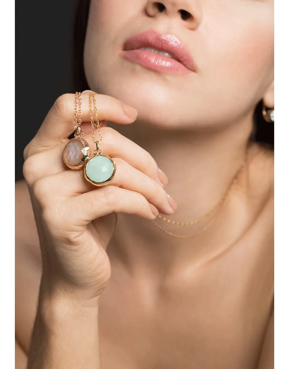 Cognac Mother of Pearl Crystal Locket