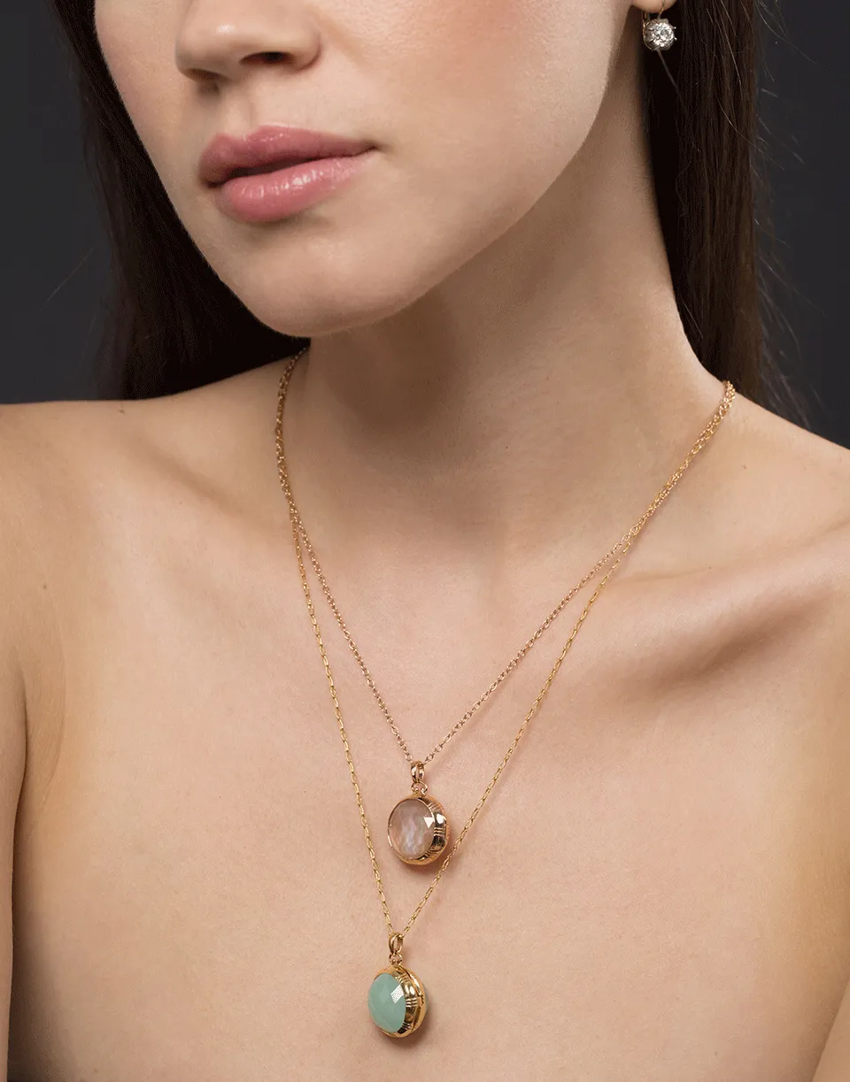 Cognac Mother of Pearl Crystal Locket