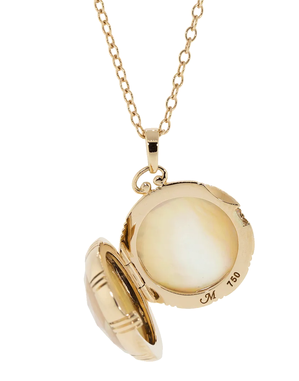 Cognac Mother of Pearl Crystal Locket