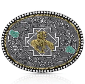Country Roads Turquoise Buckle with End of Trail