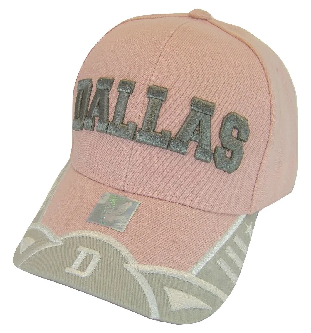 Dallas Texas Men's Stars & Stripes Adjustable Baseball Cap (Script Pink/Gray)
