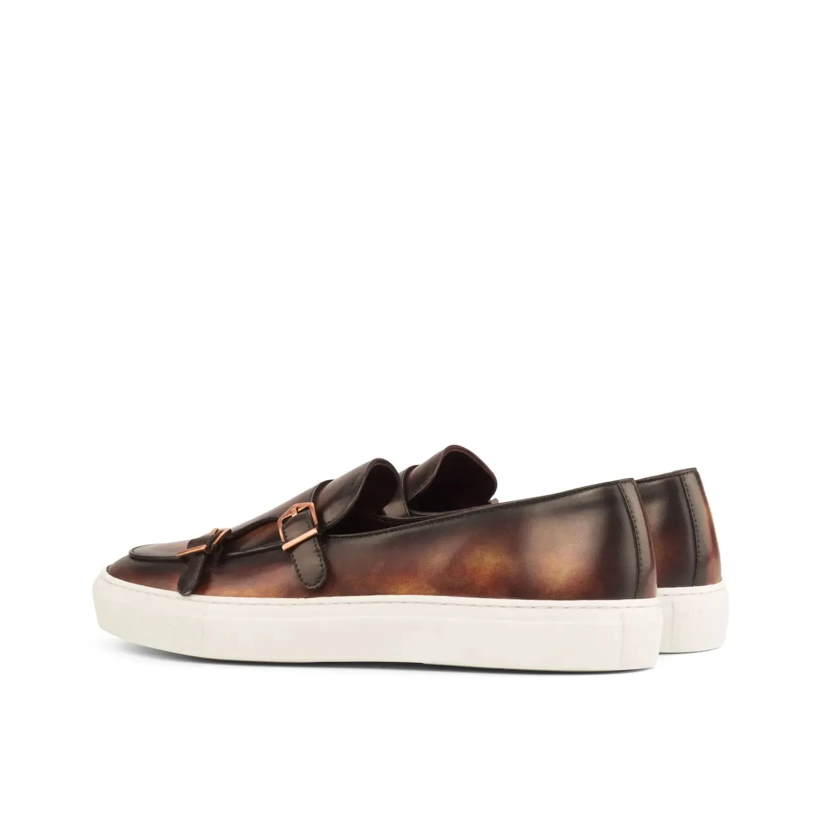 DapperFam Riviera in Brown Men's Italian Leather Monk Sneaker