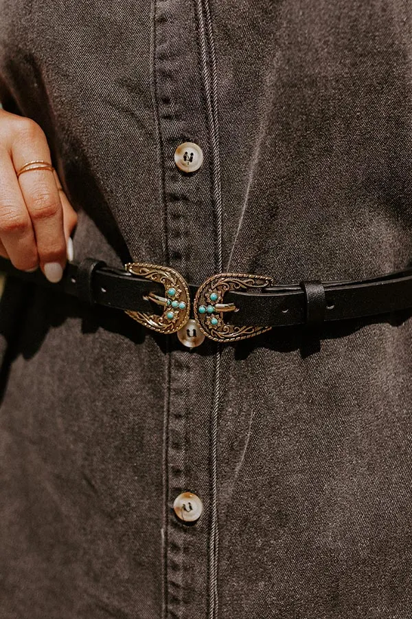 Dial It In Faux Leather Belt In Black