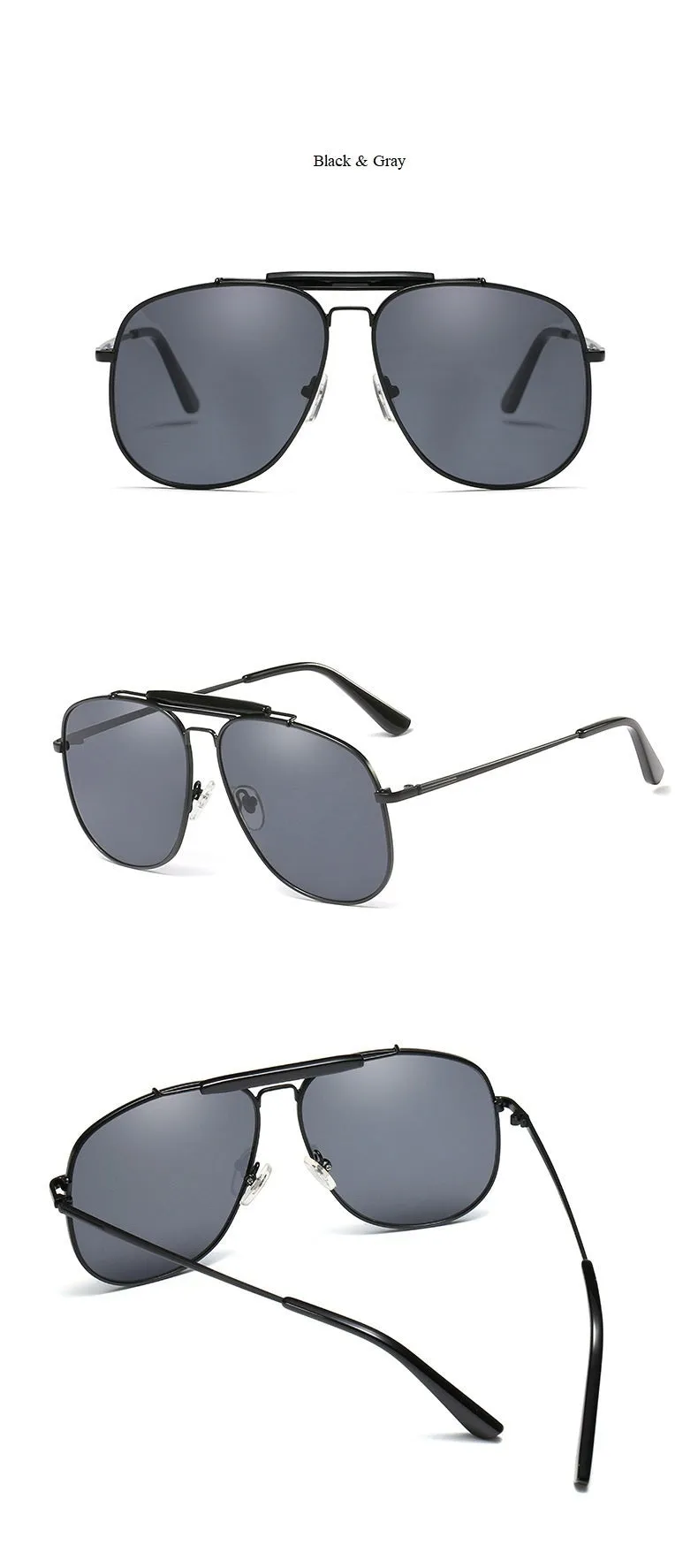 Double Bridge Oversize Gradient Lens Aviator Sunglasses