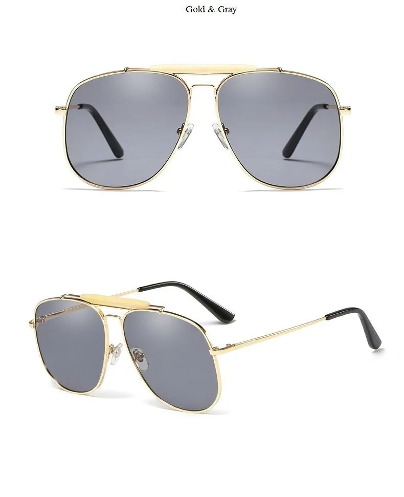 Double Bridge Oversize Gradient Lens Aviator Sunglasses