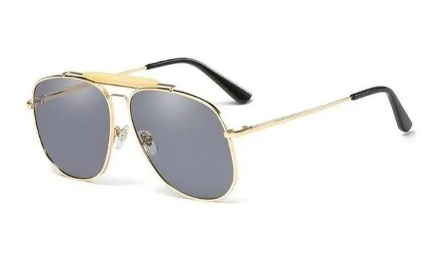 Double Bridge Oversize Gradient Lens Aviator Sunglasses
