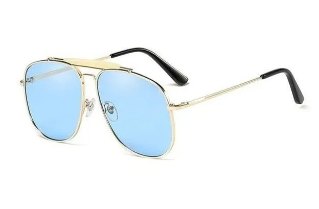Double Bridge Oversize Gradient Lens Aviator Sunglasses