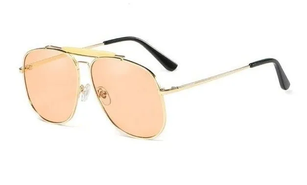 Double Bridge Oversize Gradient Lens Aviator Sunglasses