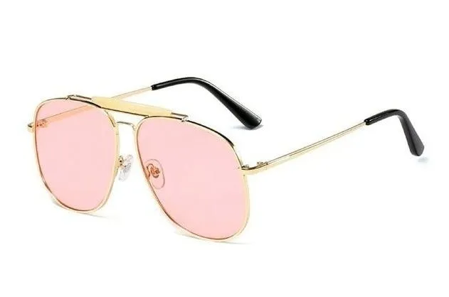 Double Bridge Oversize Gradient Lens Aviator Sunglasses
