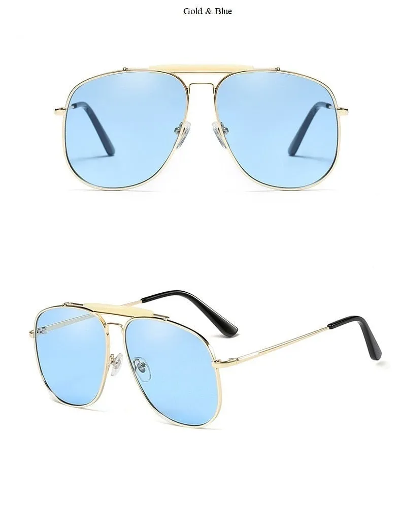 Double Bridge Oversize Gradient Lens Aviator Sunglasses