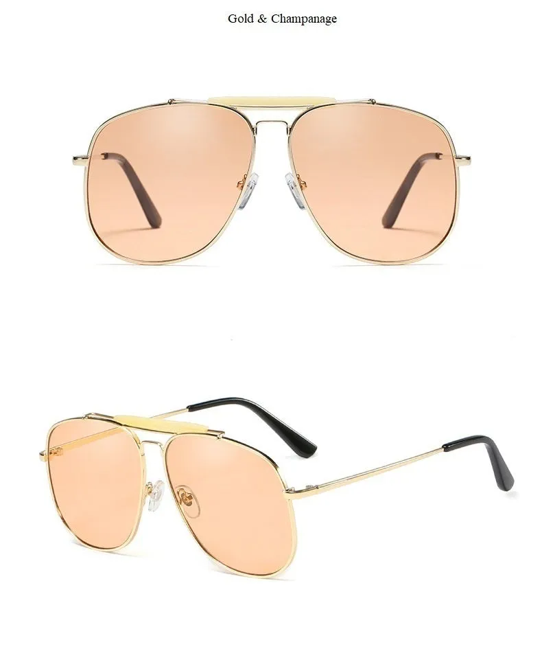 Double Bridge Oversize Gradient Lens Aviator Sunglasses