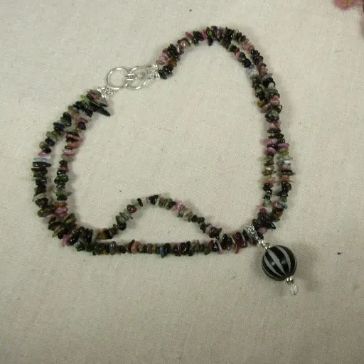 Double Strand Gemstone Pendant Necklace