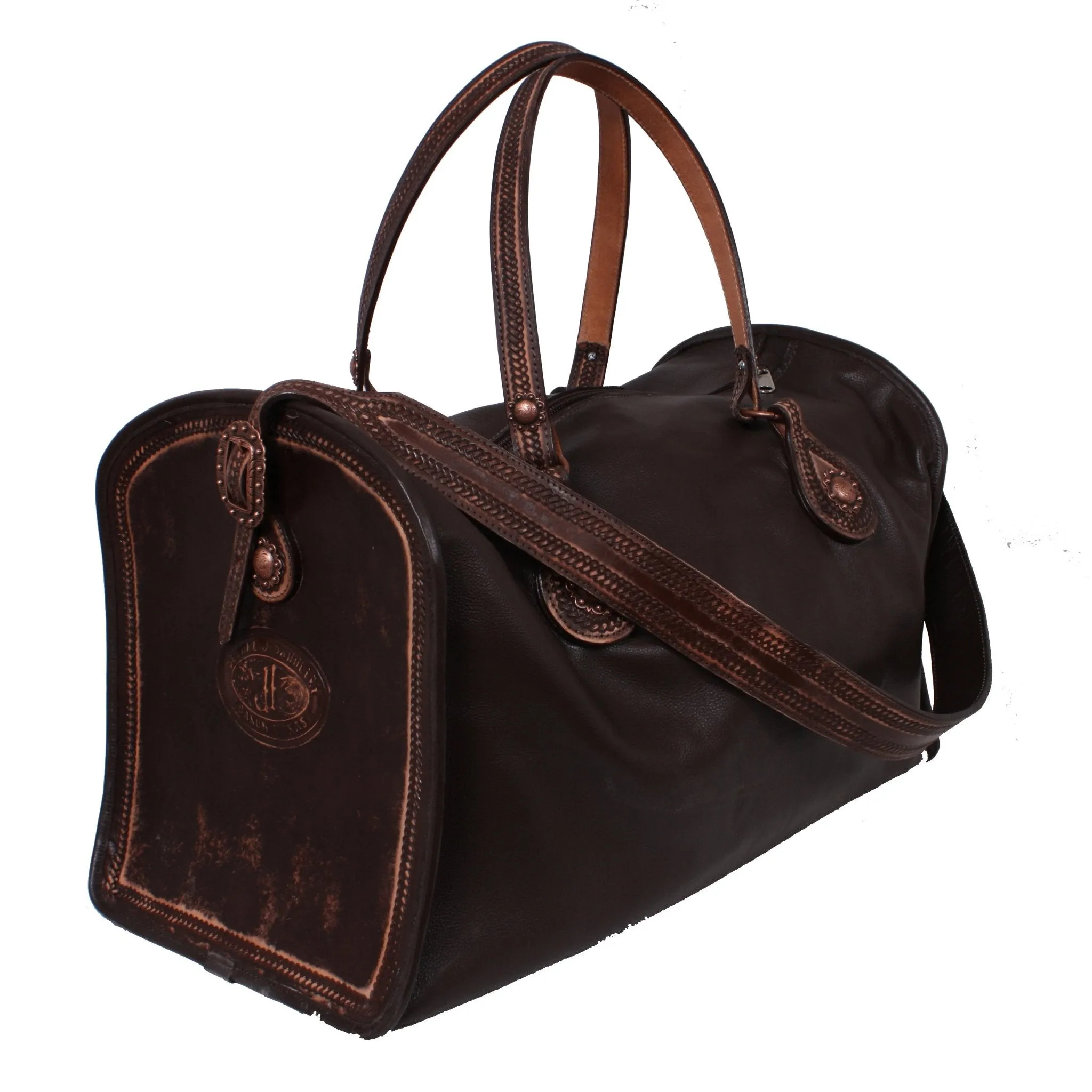 DUF07 - Floral Vintage Tooled Duffel Bag