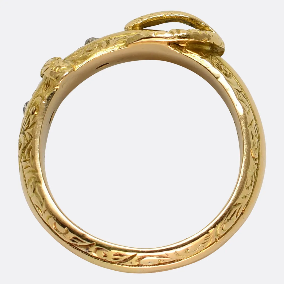 Edwardian 18k Gold Diamond Buckle Ring