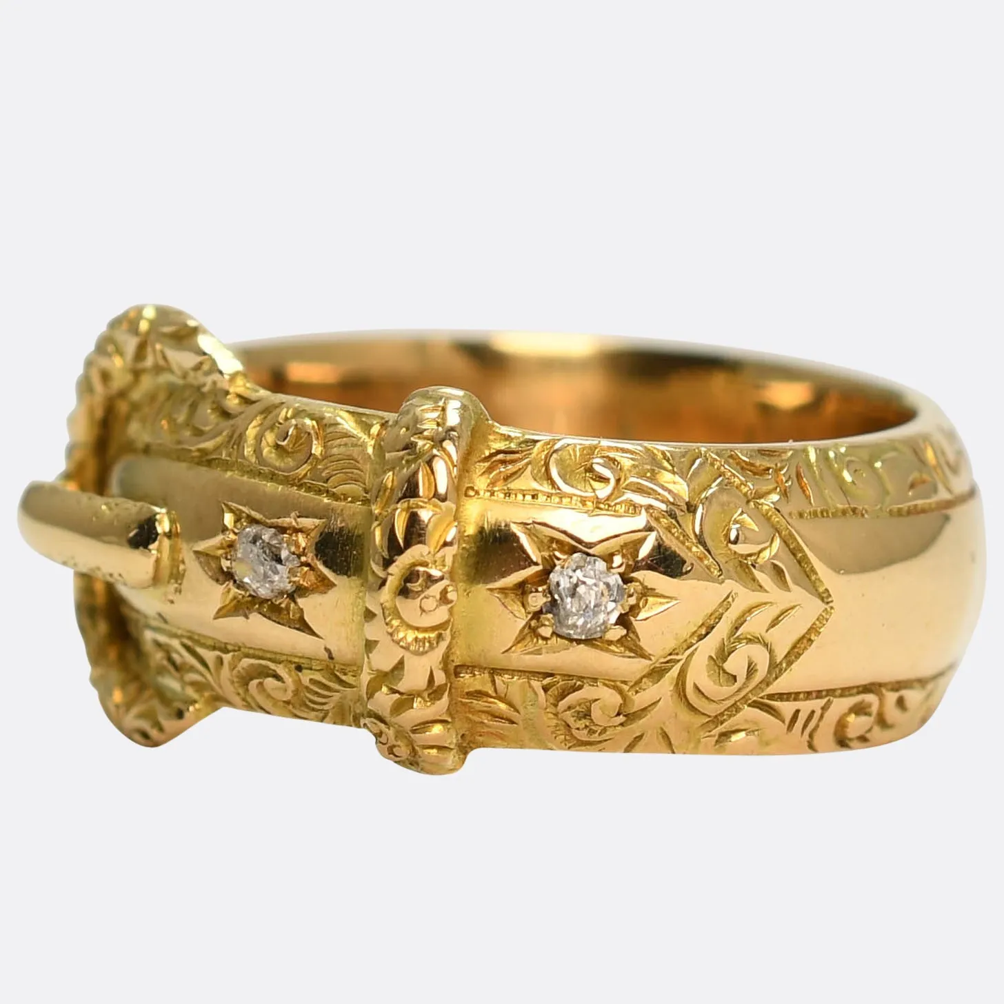 Edwardian 18k Gold Diamond Buckle Ring