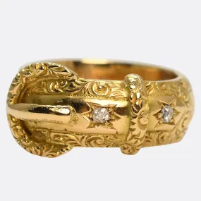 Edwardian 18k Gold Diamond Buckle Ring