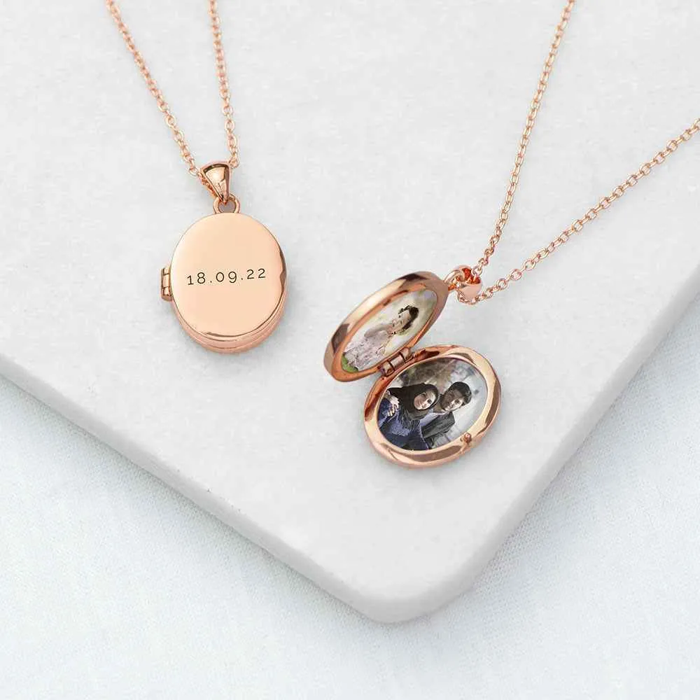 Engraved Oval Photo Locket