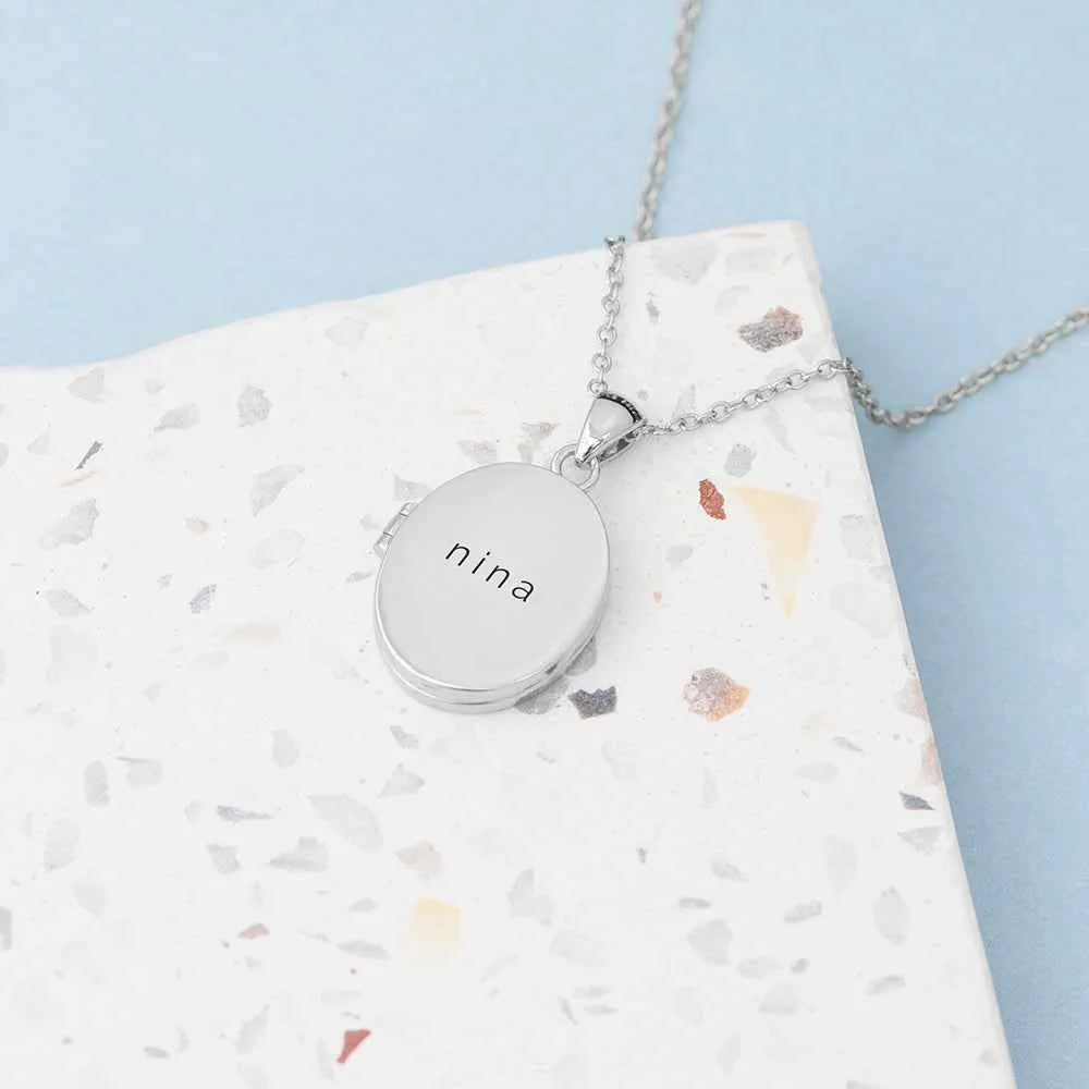 Engraved Oval Photo Locket