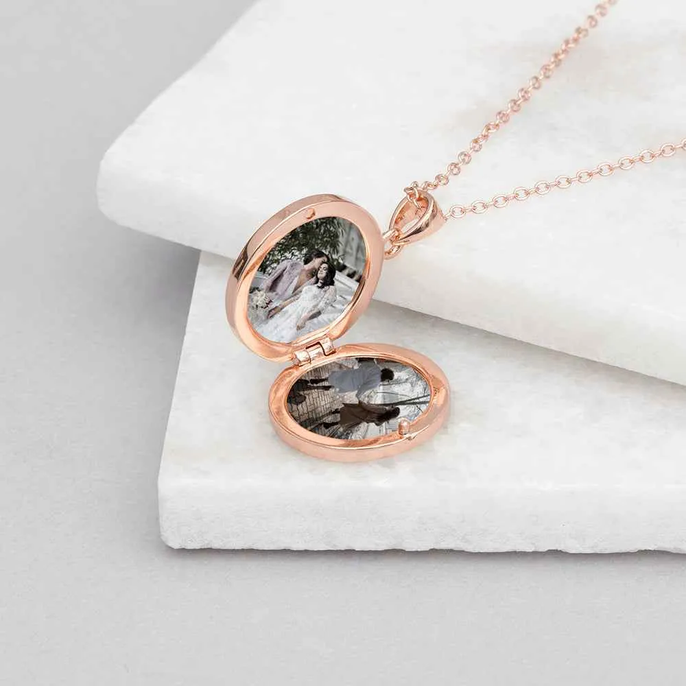 Engraved Oval Photo Locket