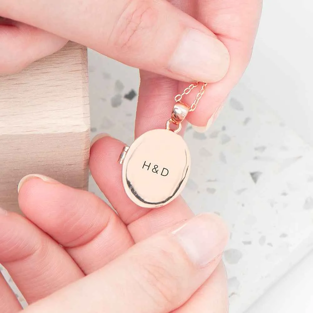 Engraved Oval Photo Locket