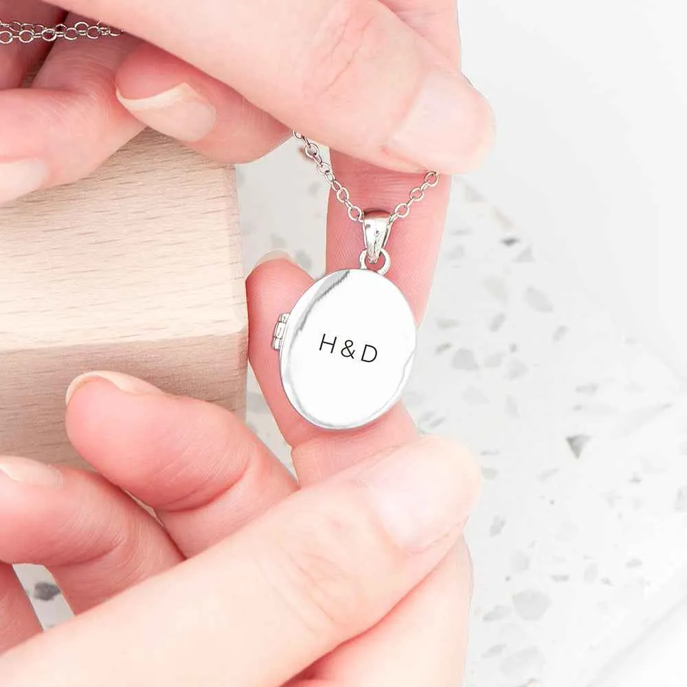 Engraved Oval Photo Locket