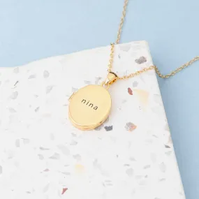 Engraved Oval Photo Locket
